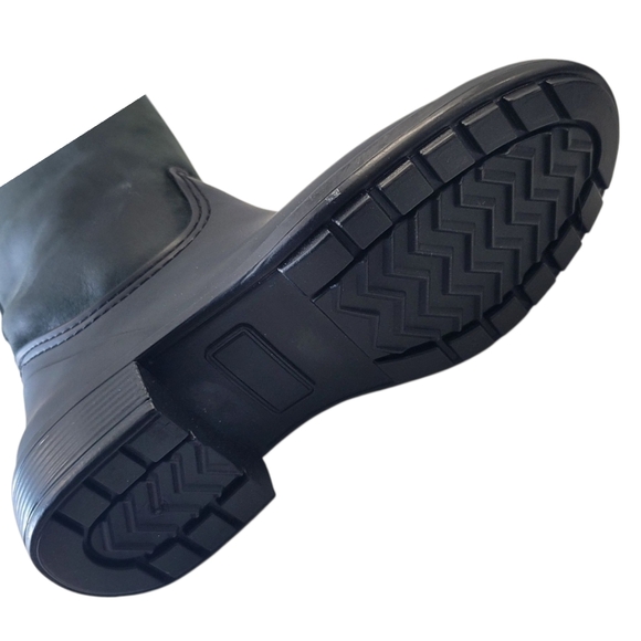 ,DUO BOOT. BLACK & GREY LEATHER Knee-High  HEAVY DUTY Rain Boots, Size 7.5  NEW - Picture 7 of 16